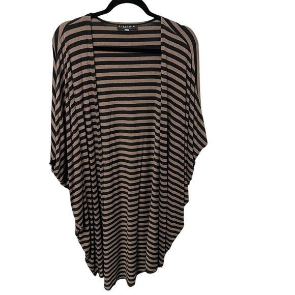 Bryn Walker Short Sleeve Oversized Long Sling Tan Black Striped Womens XS - Picture 1 of 6